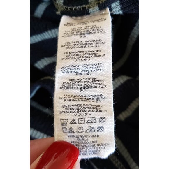 Soft Surroundings Size L Gray & Black Stripe Tunic Cowl Neck Roll tag sleeve - Picture 7 of 8